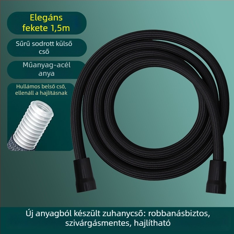 Zuhanycső fonott nylonnal, modell CH-2527, EVA+PET, névleges nyomás 1.0 MPa, üzemelési hőmérséklet 5–90°C, szerelés: csavarozható