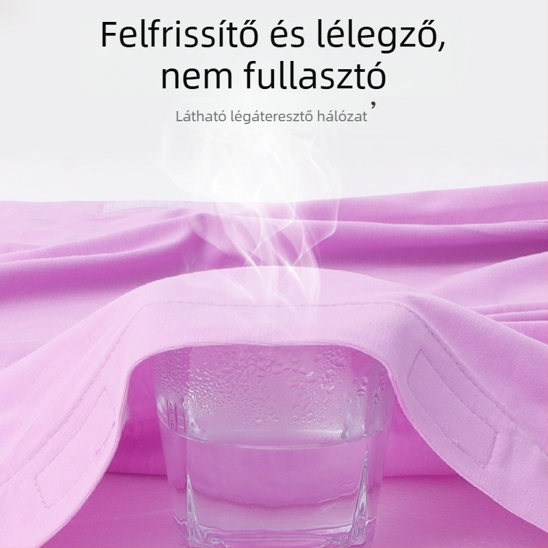 Női hátul nyitott hosszú ujjú pamut-elasztán póló, egyszínű, lazán szabott, kerek nyak.