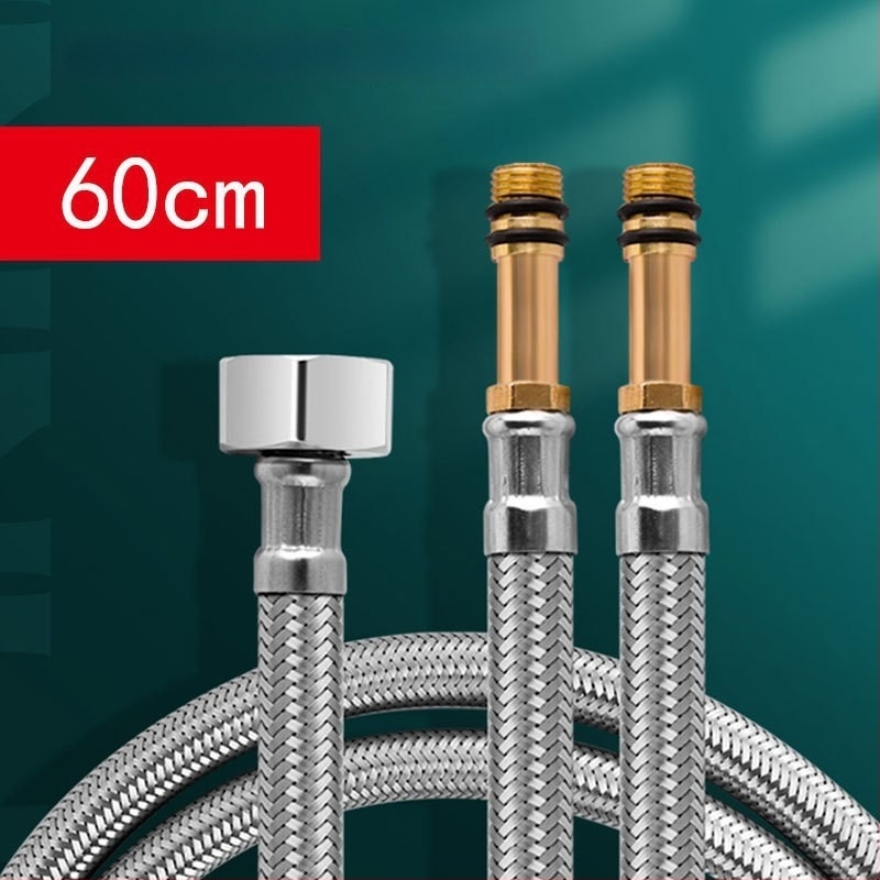 Mosdóhoz vízbevezető cső, Pointed Tube modell, 304 rozsdamentes acél, szövött tömlő, 1.0 MPa, menetes csatlakozás