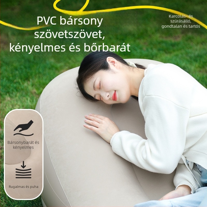 Otthoni használatra készült, egygombos felfújható kanapé, PVC anyag, 0,3 mm vastagság, 2,17 kg súly, testreszabható magáncímkével