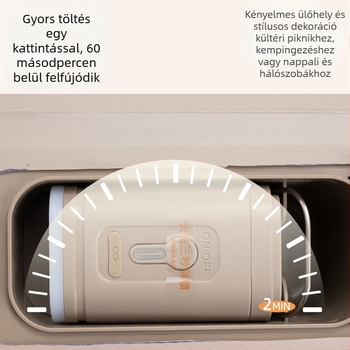 Egyszemélyes felfújható kanapé kültéri kempingezéshez elektromos pumpával, PVC anyag, tömeg 2,6 kg