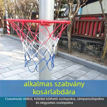 Hordozható kosárlabda gyűrű vasból, lógó szerelés, tartalmaz hálót, hálókapocs és elasztikus kötél, súly 600