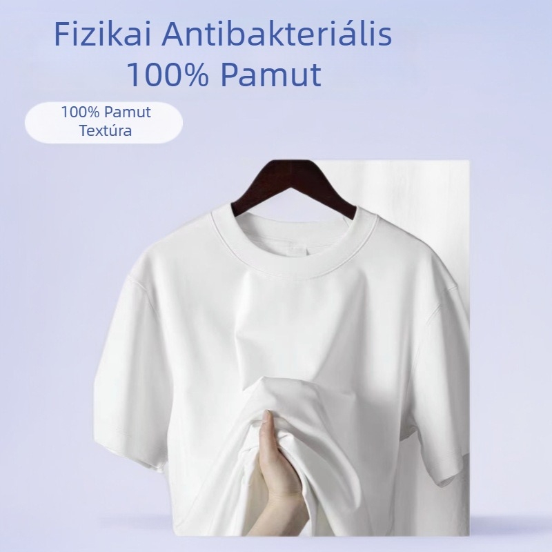 95% pamutból készült póló logónyomással, bő szabású, kerek nyakú, rövid ujjú