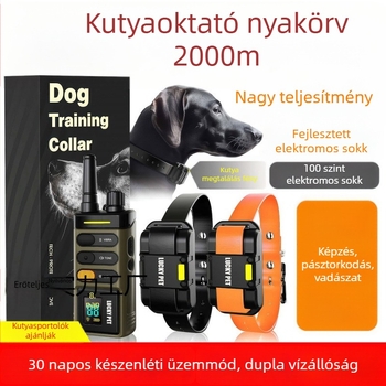Kutyatréning elektromos nyakörv távirányítóval, 2000 méteres hatótáv