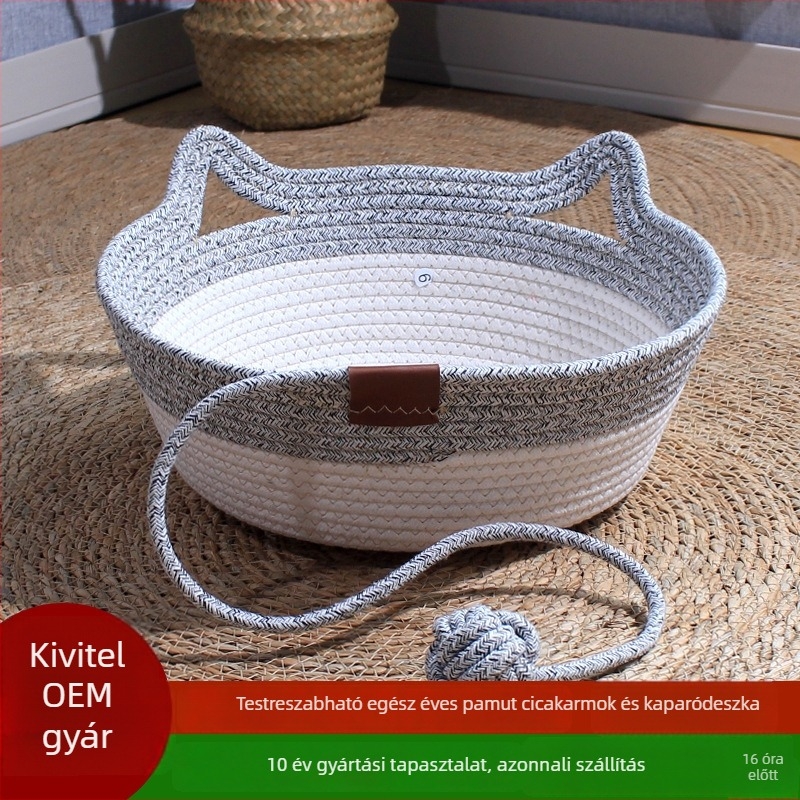 Textil macskaágy integrált karmoló táblával – egész éves használatra, légáteresztő és meleg
