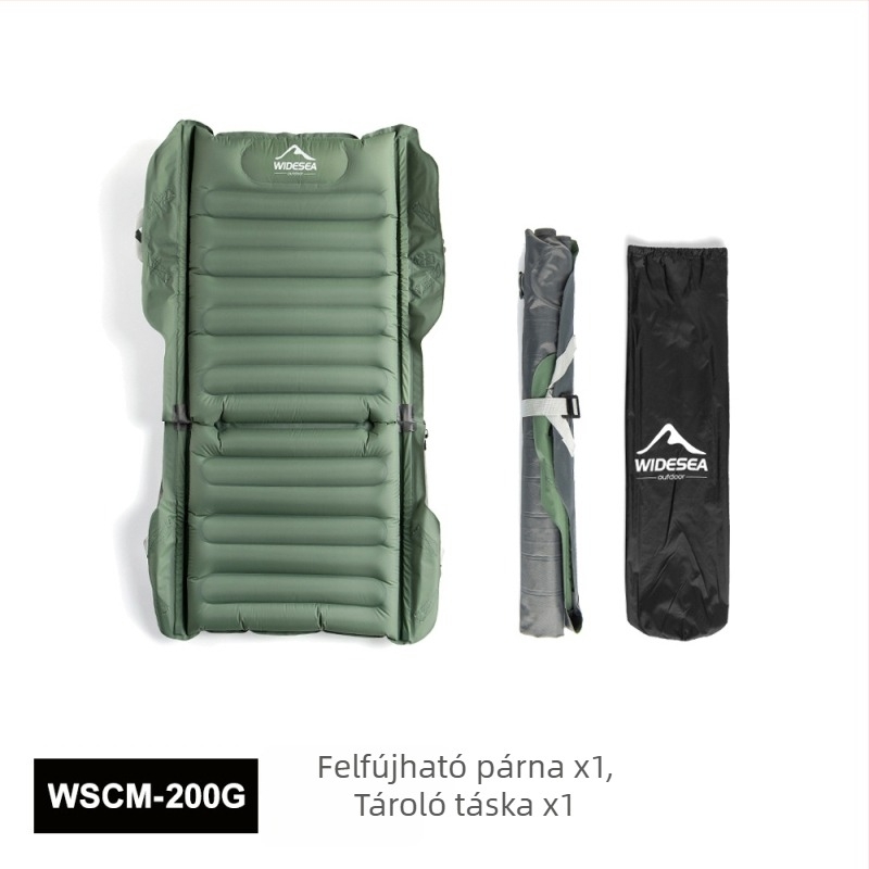 TPU- és nylon szövetes felfújható kemping hálózsákszerű matrac, nedvességálló és meleg, 835 g, max terhelés 200 kg, poliészter felület