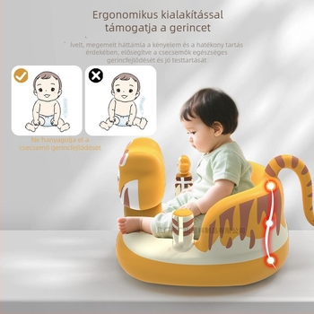 Felfújható tanulóülés tigris mintával – babák és kisgyermekek számára, ülősegéd, PVC fürdőszék