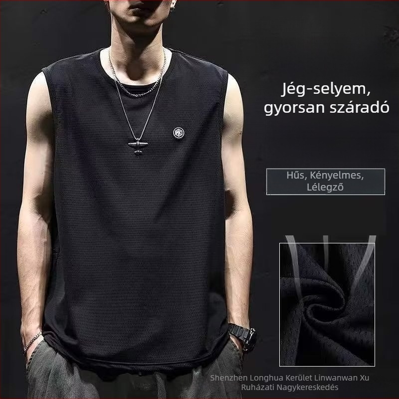 Sportmellény terepminta, laza szabású, digitális nyomtatás, poliészter, ujj nélküli