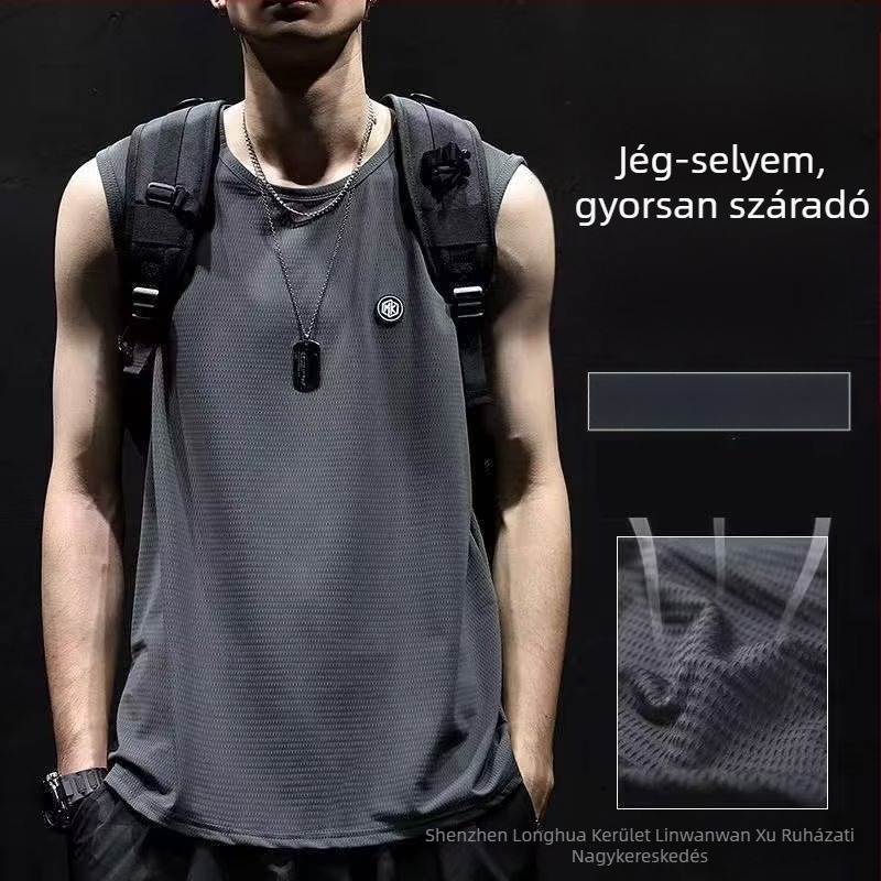 Sportmellény terepminta, laza szabású, digitális nyomtatás, poliészter, ujj nélküli