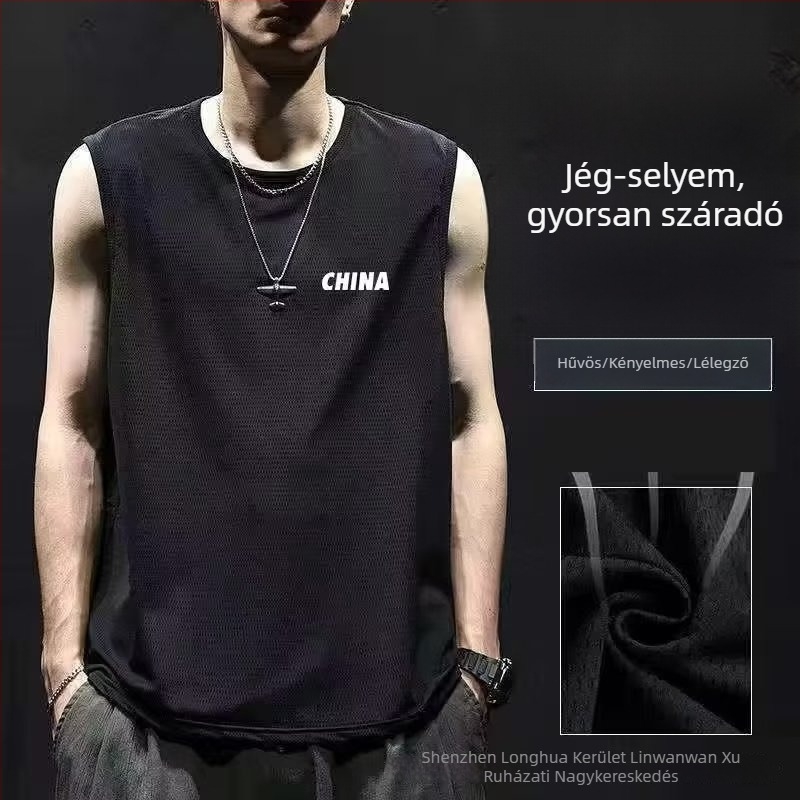 Sportmellény terepminta, laza szabású, digitális nyomtatás, poliészter, ujj nélküli