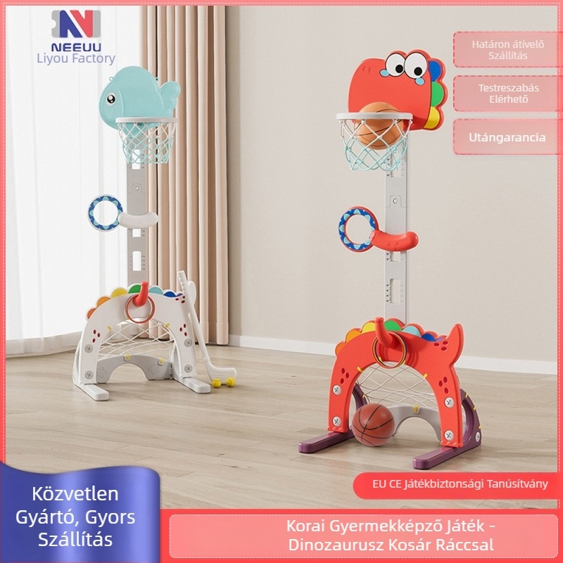 Beltéri állítható kosárlabda keret gyerekeknek – öt az egyben játék, műanyag kivitel, 4–6 éveseknek