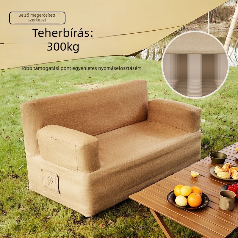 Kempingező dupla felfújható kanapé, könnyen hordozható és tárolható, súly 5.6 kg, teherbírás 300 kg, Oxford vászon felület