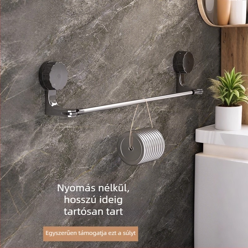 Törölközőtartó szívófejjel, fúrás nélkül, kihúzható fürdőszobába, műanyag