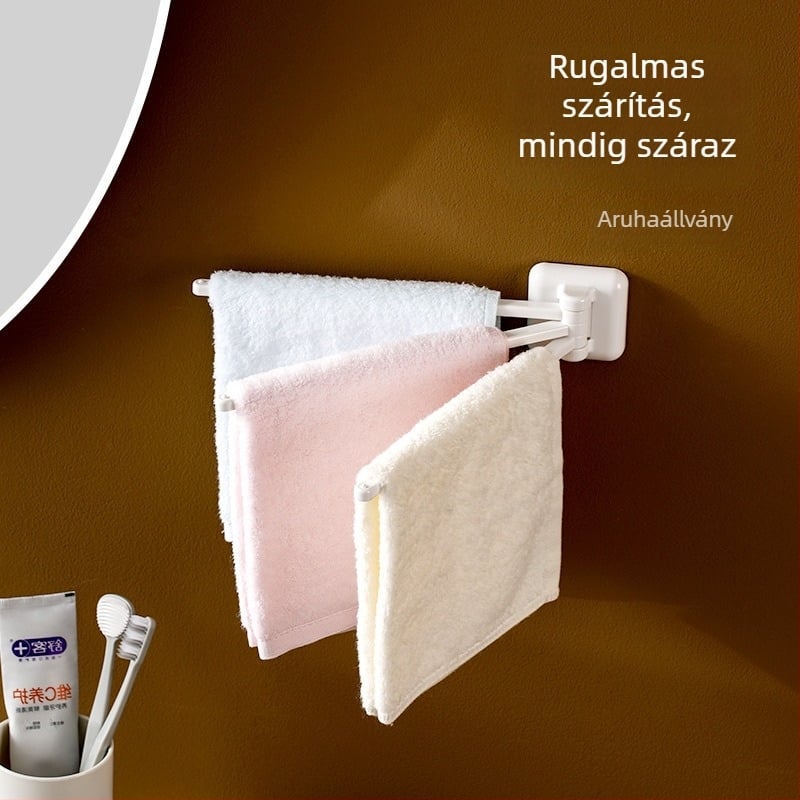 FaSoLa falra szerelt törölközőtartó, forgó fürdőszobai tároló, fúrás nélkül, ABS