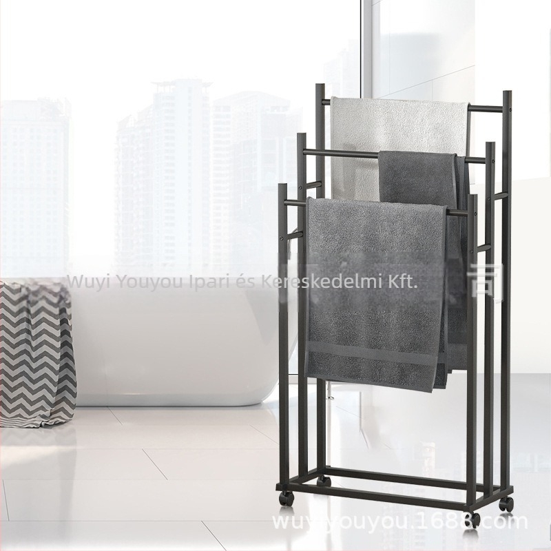 Álló törölközőtartó, acél, elektroplatírozott felülettel, 3-szintű, modern minimalista stílus, tárolás, teherbírás 15 kg, Excellent márka