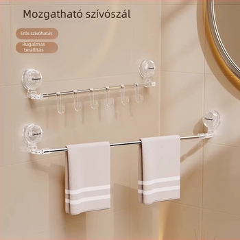 Műanyag törölközőtartó szívófejes, fürdőszobába, kihúzható, szerelés nélkül, egyedi csomagolás