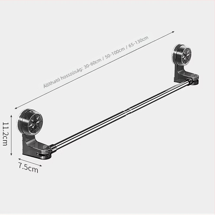 Műanyag törölközőtartó szívófejes, fürdőszobába, kihúzható, szerelés nélkül, egyedi csomagolás
