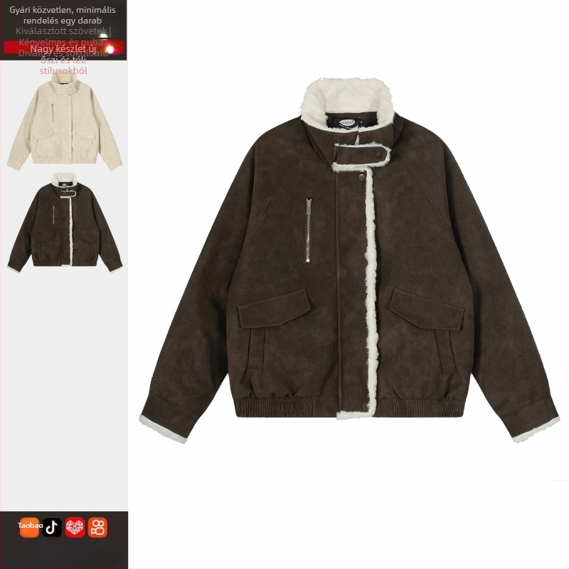 Amerikai retro stílusú PU bőrdzseki fleece bélésével, női