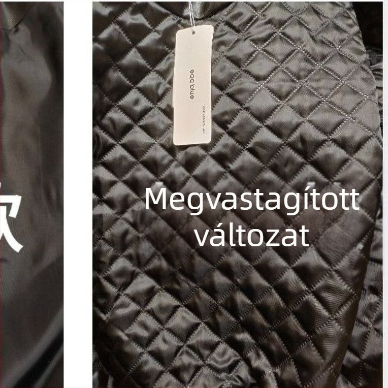 Női fekete bőrdzseki Hongkong-stílusú motoros, retro amerikai hangulatú, középhosszú, karcsú fazon