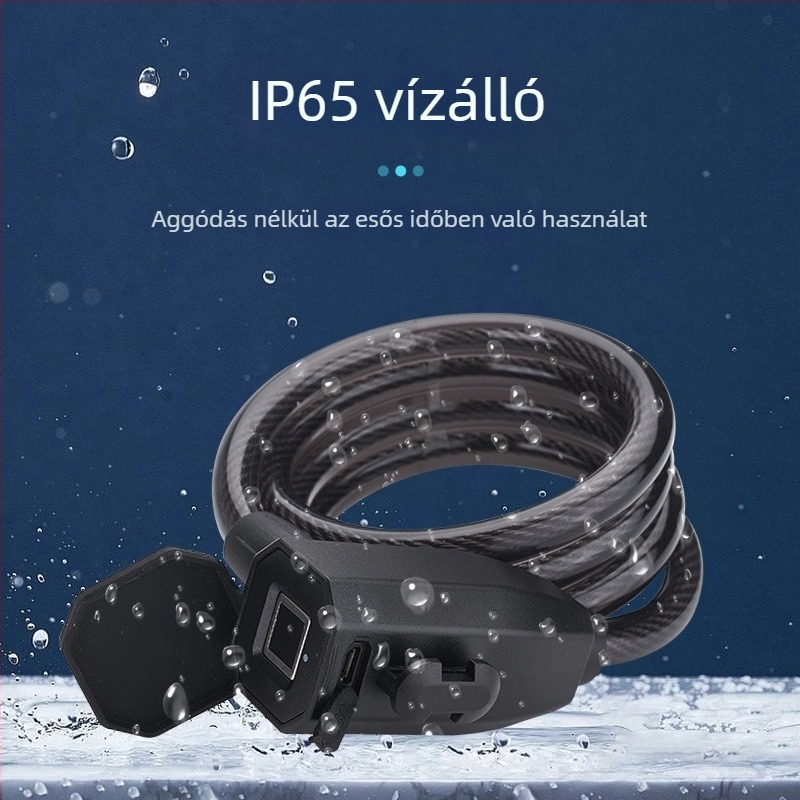 Kerékpárzár jelszavas lopás elleni védelemmel, elektronikus zár, Bluetooth és ujjlenyomat-olvasó, hordozható — Modell Mountain bike lock, Tömeg 272 g, Stílus modern minimalist