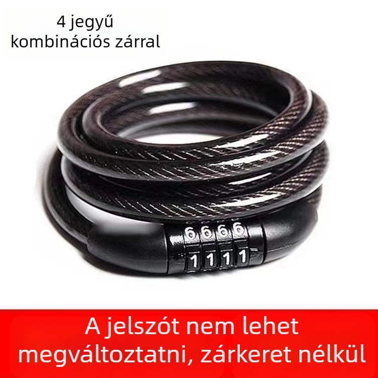 Hegyi kerékpár jelszavas láncos zár acélkábel, lopás elleni, univerzális kerékpár zár