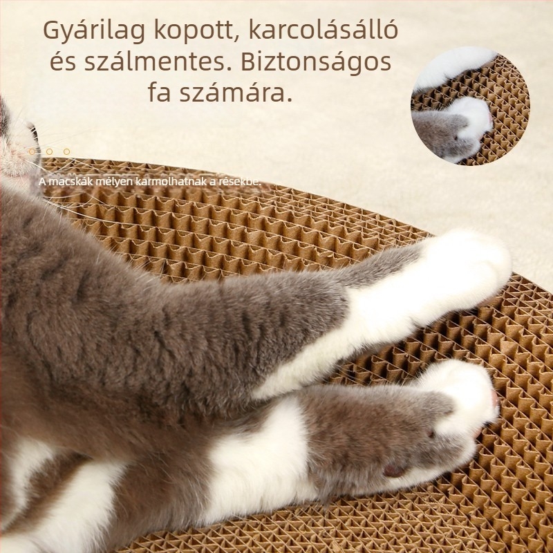 Macska karmoló tábla beépített odúval, ovális Kraft papírból készült játék, modell PJY-001, egyszerű stílus