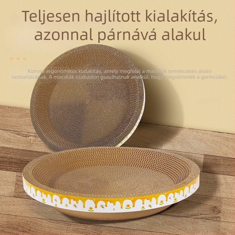 Macska karmoló tábla beépített odúval, ovális Kraft papírból készült játék, modell PJY-001, egyszerű stílus