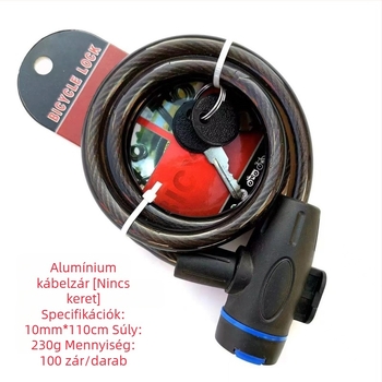 Kör alakú acélkábel-zár kerékpárhoz, tartó nélkül