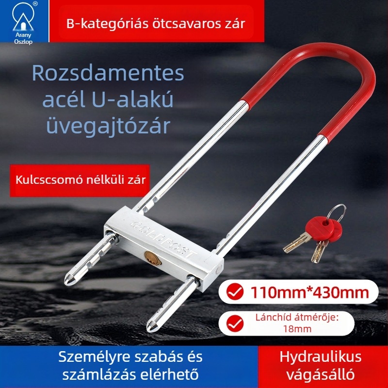 Üvegajtó zár, acélból készült mortise zár, súly 1500, motorokra, elektromos járművekre, kerékpárokra és üvegajtókhoz, modern minimalista dizájn