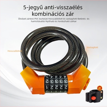 Bőr gyűrűzár kerékpárhoz és elektromos járművekhez, öt számjegyű kombinációs zár, PVC, 330 g, modern egyszerű stílus