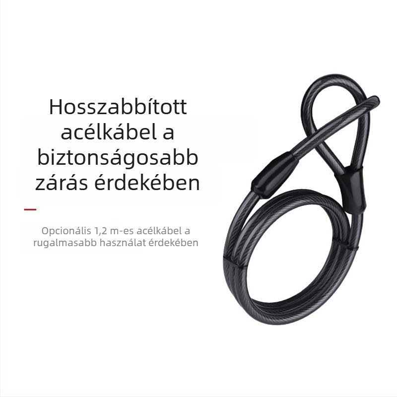 Kerékpárkábelzár készlet acélkábelből és U-alakú zárból, figyelmeztető zsinór, hidraulikus vágás elleni védelem, mountain bike felszerelés