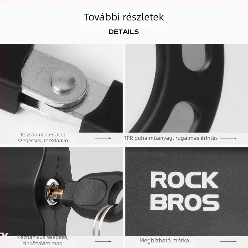 Rockbros fém láncos zár biciklikhez és elektromos rollerekhez – uniszex, lopás elleni védelem