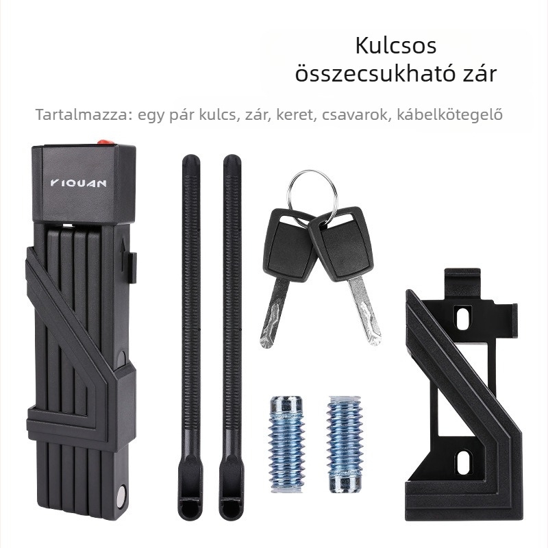 Quanxin összecsukható biciklizár kóddal – anti-tolvaj, kompatibilis útvonal- és MTB- és elektromos kerékpárokhoz