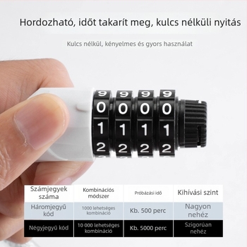 Tosuod kerékpárzár 4 számjegyű jelszóval, acélsodrony, hordozható