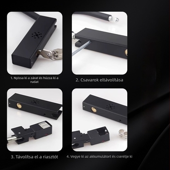 U-alakú zár intelligens riasztóval kerékpárok és elektromos járművek számára (Modell: Smart alarm U-shaped lock; Anyag: Solid alloy steel; Alkalmazási terület: kerékpárok/elektromos járművek/motorkerékpárok; Súly: 750 g)