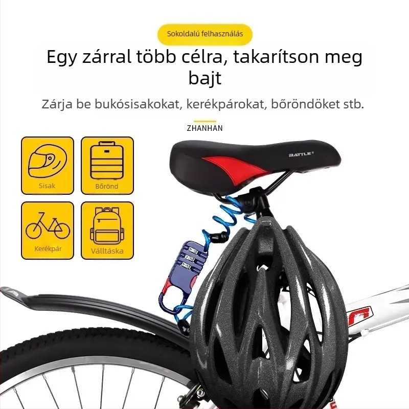 Pengyi Digitális acélsodronnyal zár FDMMSUO kerékpárhoz és sisakhoz – modern minimál dizájn