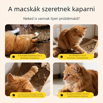 Siszál macska karmoló deszka, falra szerelhető, kopásálló, nem hullik, védi a kanapét és a macska mancsát