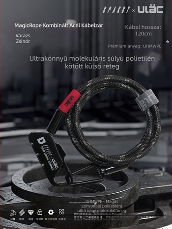 SPAKCT&ULAC Jelszavas acélkábeles kerékpárzár, ellen a vágásnak, karcolásoknak, feltörésnek és rozsdának, 6 mm kábel, 120 cm hosszú, 162 kg szakítószilárdság