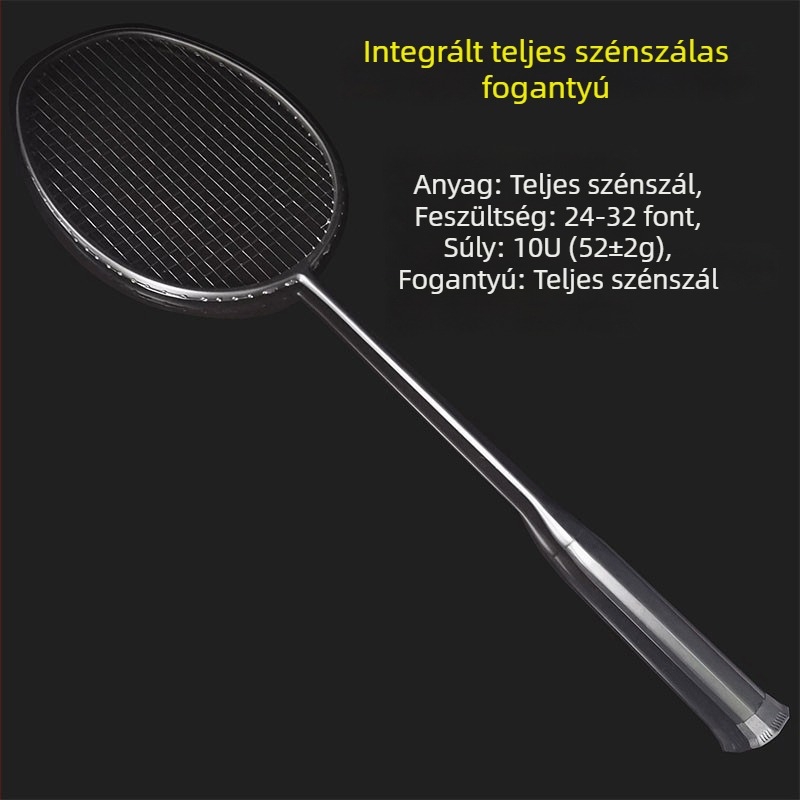 Badmintonütő SWEATING, 52 g, karbon szálas keret, fogásvastagság G5, extrém kemény shaft, egyenes ütés
