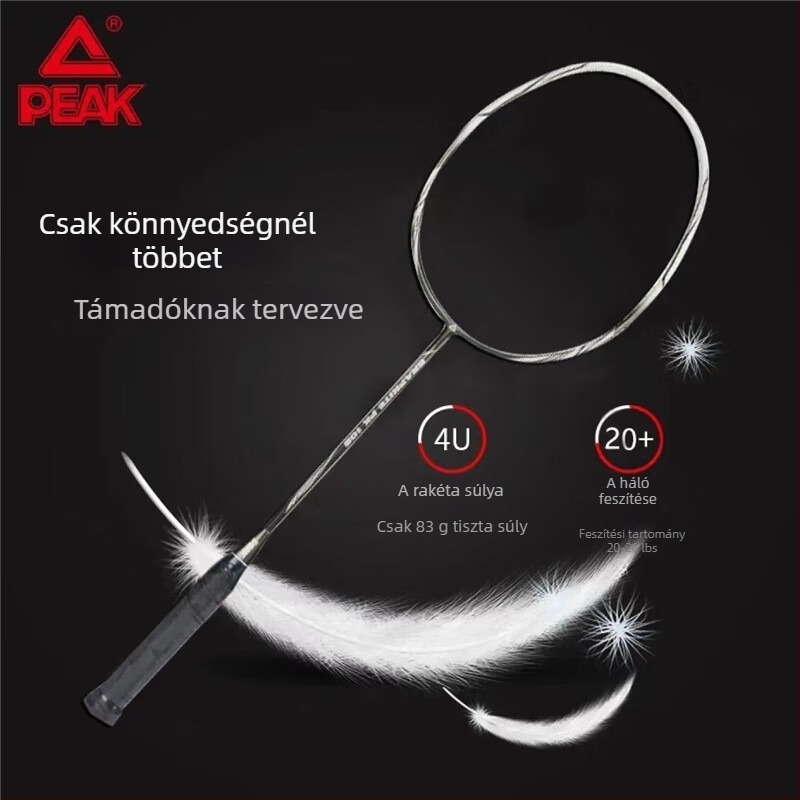 Peak YY42500 tollaslabdaütő, váz szénszálból, súly 90–94 g, egyenes nyél, G1 markolat, tengely merevsége: enyhén kemény
