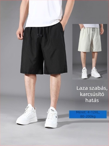 Flanston férfi hip-hop rövidnadrág, mikro-elasztikus, egyenes szabás, poliészter, nyár