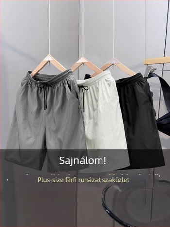 Flanston férfi hip-hop rövidnadrág, mikro-elasztikus, egyenes szabás, poliészter, nyár