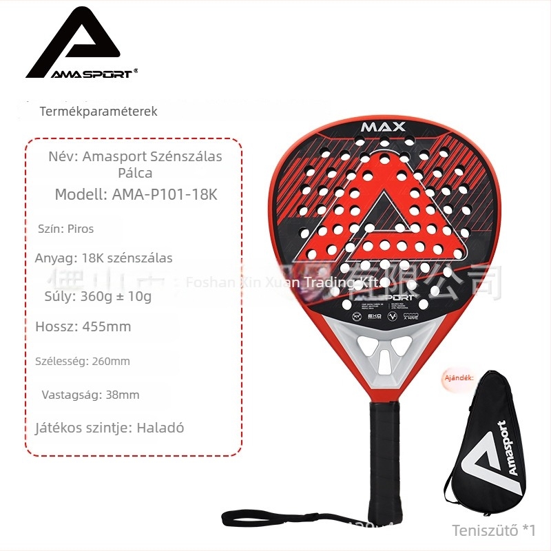 Teniszütő Ama sporttól, karbon szálas keret, rostos selyem háló, kategória: tollaslabda/tenisz