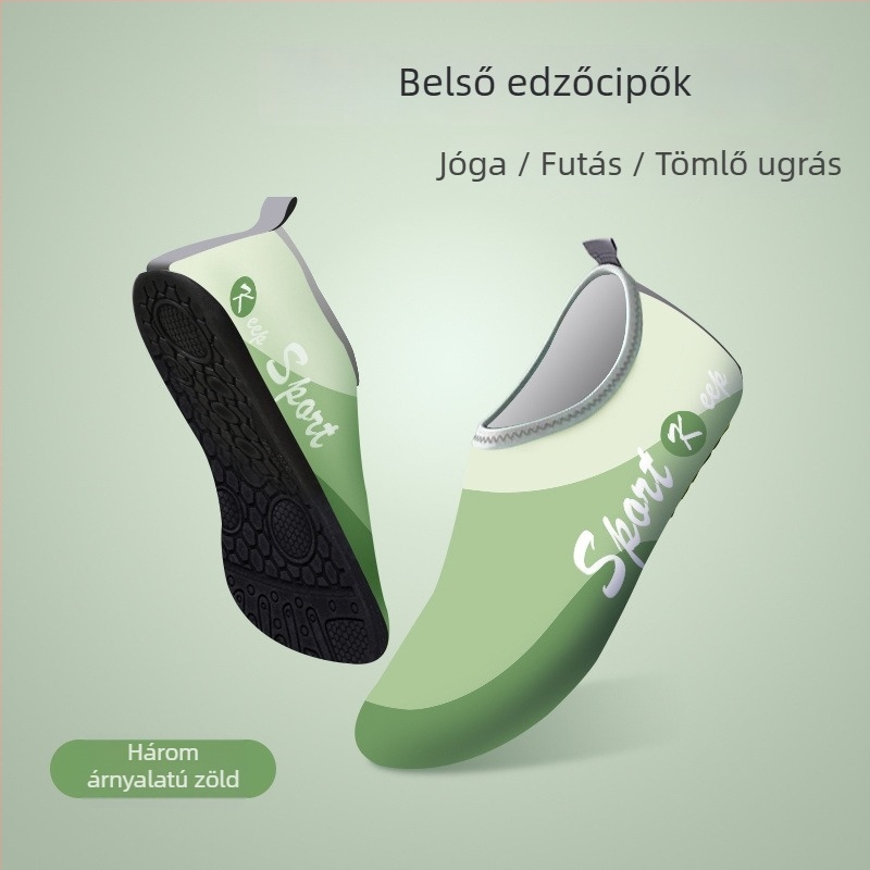 Női beltéri edzőcipő — puha talp, csendes, csúszásmentes, ütéscsillapító; talp anyaga: természetes gumi