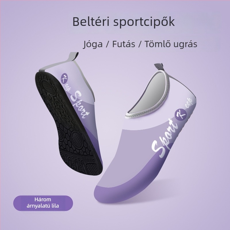 Női beltéri edzőcipő — puha talp, csendes, csúszásmentes, ütéscsillapító; talp anyaga: természetes gumi