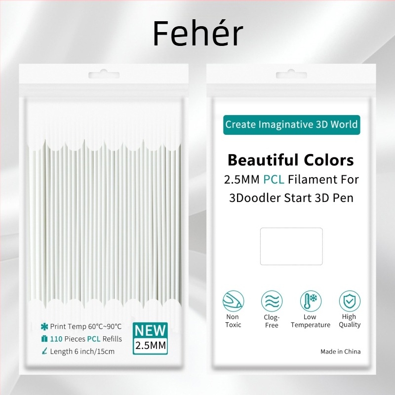Alacsony hőmérsékletű PCL-konzumálók 3Doodler tollhoz, 2,5 mm, kör keresztmetszetű