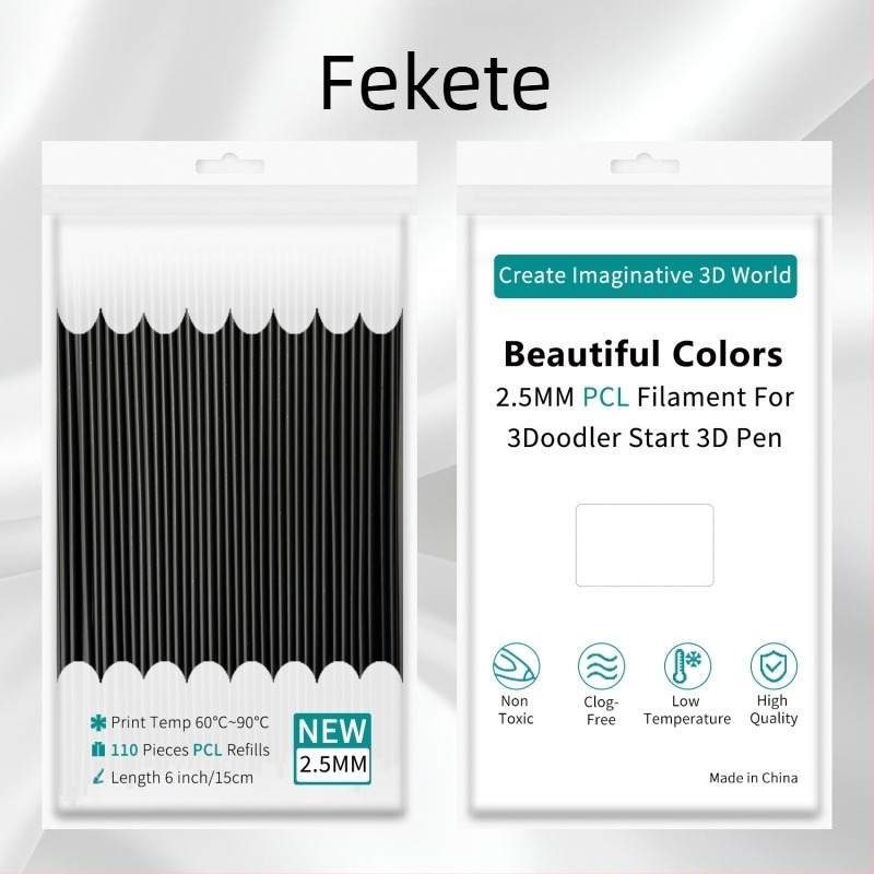 Alacsony hőmérsékletű PCL-konzumálók 3Doodler tollhoz, 2,5 mm, kör keresztmetszetű