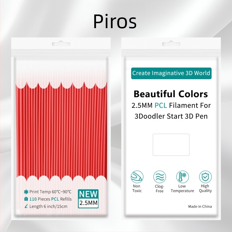 Alacsony hőmérsékletű PCL-konzumálók 3Doodler tollhoz, 2,5 mm, kör keresztmetszetű