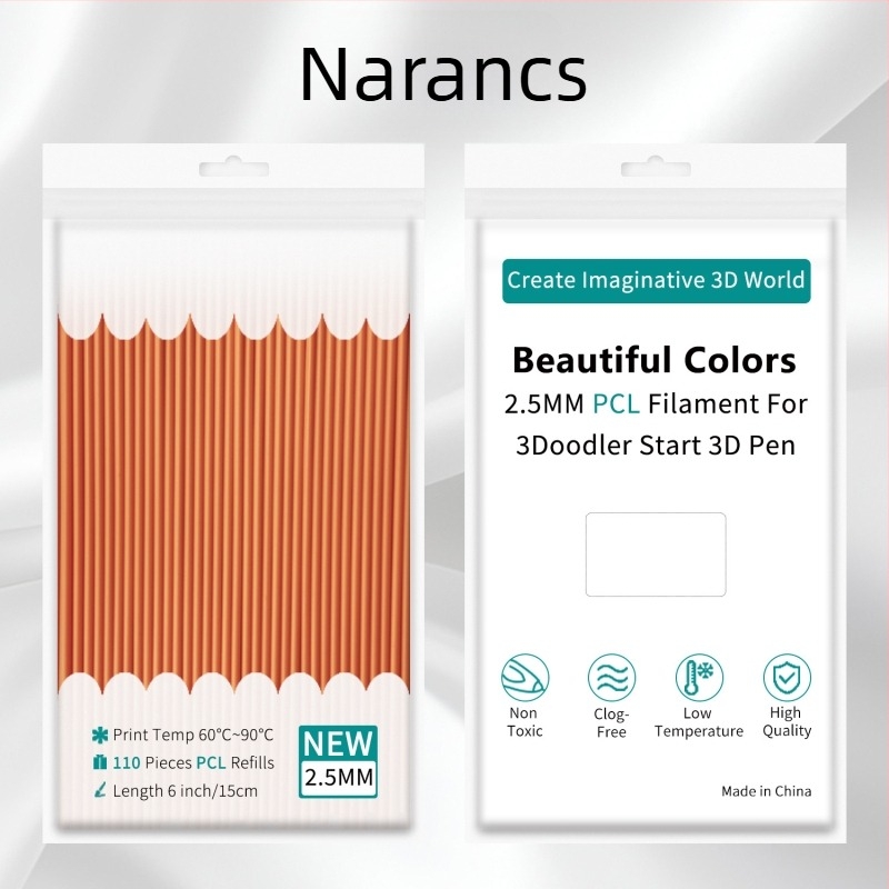 Alacsony hőmérsékletű PCL-konzumálók 3Doodler tollhoz, 2,5 mm, kör keresztmetszetű