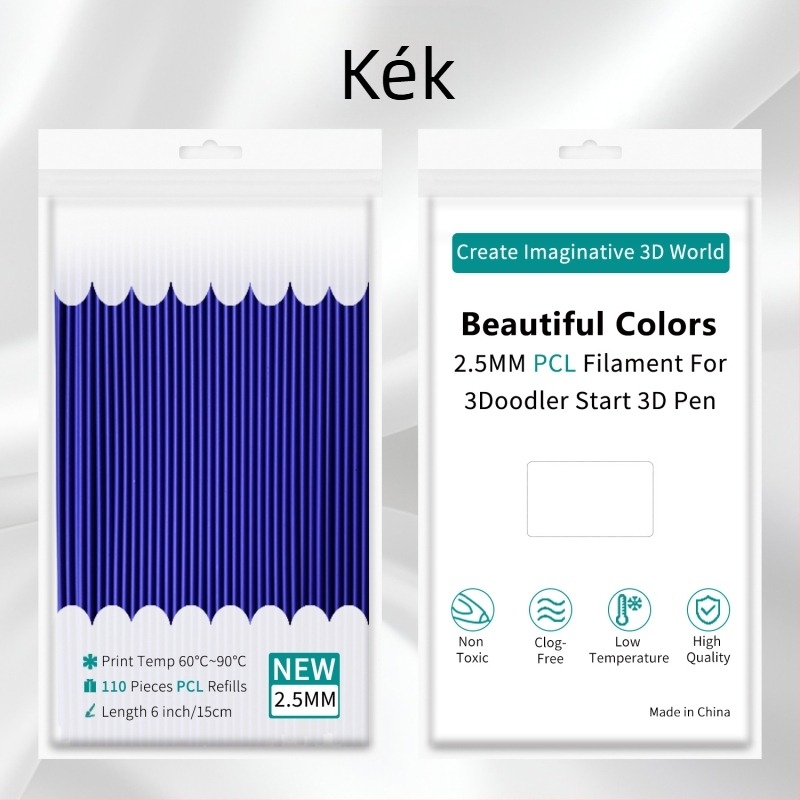 Alacsony hőmérsékletű PCL-konzumálók 3Doodler tollhoz, 2,5 mm, kör keresztmetszetű